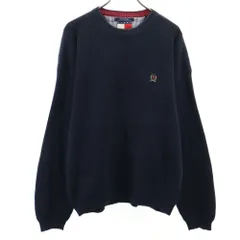 トミーヒルフィガー 90s オールド フラッグタグ 長袖 コットン セーター XL ネイビー TOMMY HILFIGER ニット メンズ