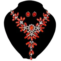 映画提供モデル 超絶ゴージャス！絶対お得！ネックレス ピアス セットアップ（ルビーレッド）NP-00024-RD