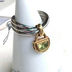ペリドット　18金 プラチナ　コンビリング　新品　8号　宝石店ストック