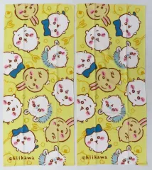 【中古】タオル・手ぬぐい イエロー(総柄) フェイスタオル2枚組 「ちいかわ なんか小さくてかわいいやつ×しまむら」