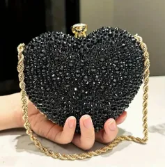 入荷！ビジュービーズショルダーバッグ 総ビーズ スパンコール ハート 黒