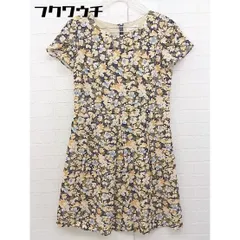 ◇ index インデックス 花柄 フレンチスリーブ 膝丈 ワンピース サイズM イエロー系 マルチ レディース  【中古】 【1106240013547】