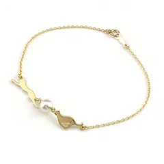 ミキモト MIKIMOTO アニマルモチーフ デザインブレスレット YG イエローゴールド 腕輪 パール 真珠 猫 キャット ブレスレット K18 パール レディース 【中古】のサムネイル