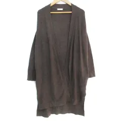 アーバンリサーチ URBAN RESEARCH items ニットカーディガン ロング丈 前開き 総柄 F チャコールグレー /FF7