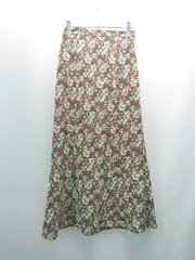 ◇ ◎ ●未使用● NATURAL COUTURE 花柄 薄手 ウエストファスナー ロング フレア スカート サイズＦ ﾌﾞﾗｳﾝ レディース E  【1307260063677】