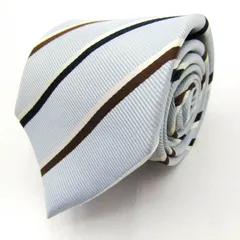 ポロ ブランド ネクタイ ストライプ柄 シルク 日本製 PO  メンズ ホワイト POLO 【中古】