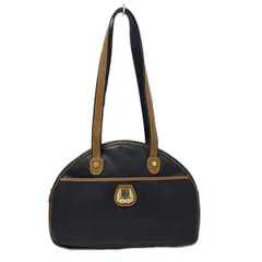 LANCEL(ランセル) ショルダーバッグ - ダークネイビー×ダークブラウン 型押し加工 レザー