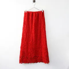 美品 アメリカンホリック AMERICAN HOLIC レースタイトスカート L/レッド ロング マキシ丈 イージー 【2400014419108】