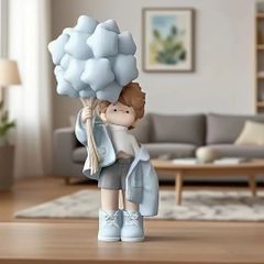 オブジェ 置物 風船を持っている少年 男の子 可愛い インテリア リビング ダイニング 玄関 寝室 装飾 オーナメント 樹脂 プレゼント ギフト オシャレ