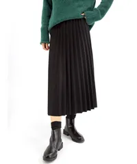 [Dep Club] リピ必至 プリーツスカート ロング 体型カバー ゆったり レディース ロングスカート ウェストゴム ゴム 厚手 かわいい aライン 上品 春 秋 冬 春秋 無地 低身長 (JP, アルファベ [ブラック] [Free Size] [標準]