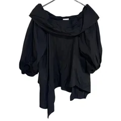 C399 ENFOLD エンフォルド ソフトタイプライター オフショルダー ブラウス バルーンスリーブ 長袖 シャツ シンプル ブラック 黒 無地 レディース 36