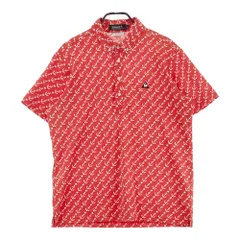 サイズ：LL LE COQ GOLF ルコックゴルフ  半袖ポロシャツ ボタンダウン イカリ 星 総柄 レッド系 [240101519167] ゴルフウェア メンズ ストスト