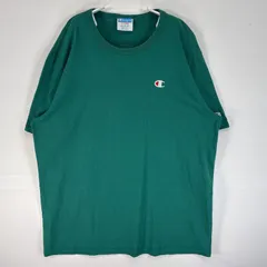 古着 チャンピオン Champion 半袖Tシャツ 大きいサイズ 肉厚 ワンポイント ロゴ クルーネック X-LARGE  グリーン 無地 メンズ