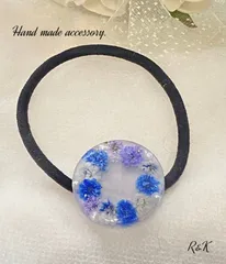 ハンドメイドレジンヘアゴム 02　かすみ草