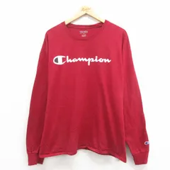 XL/古着 チャンピオン champion 長袖 Tシャツ メンズ ビッグロゴ コットン クルーネック エンジ 25sep04 中古
