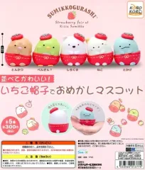 【中古】紙製品 ガチャ台紙 「すみっコぐらし 並べてかわいい!いちご帽子でおめかしマスコット」