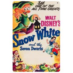 【846】新品 レトロ ブリキ看板 ★ Disney's Snow White ★ 白雪姫 7人の小人たち Disney ディズニー アメリカン雑貨 ガレージ フェンス ヴィンテージ