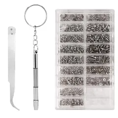 【迅速発送】小ネジキット ステンレス 小ネジ パーツ ナット 小ネジセット ネジの交換 修理キット メガネ修理 腕時計修理 コンピュータ用ネジ＆ナットセット 1000個入りのサムネイル