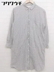 ◇ ◎ FORK&SPOON URBAN RESEARCH ギンガムチェック 長袖 膝丈 シャツ ワンピース サイズ1 グレー ホワイト レディース  【1110120004112】