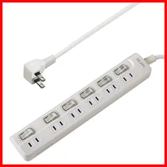 WLS-LU63EB(W) 3ｍ 6個口 上差し LED 延長コード コンセント スイッチ付タップ エルパ(ELPA)