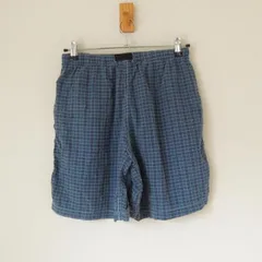 グラミチ ショートパンツ USA製 インディゴの濃淡チェック柄 women's M （w-1256）