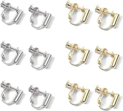 ピアス イヤリングコンバーター 縦型 手芸 手作り用 DIY 基礎金具 アクセサリ ーパーツ ジュエリー 耳穴なし ネジバネ式 12個入り