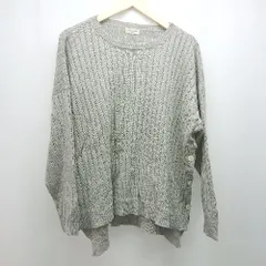 ◇ samansa mos2 セーター クルーネック プルオーバー サイドボタン 秋冬 長袖 ニット サイズFREE グレー レディース E  【1308290007655】