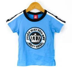 ベビードール 半袖Tシャツ ロゴT 前面プリント 肩ライン コットン100% トップス キッズ 男の子用 100サイズ ブルー BABYDOLL 【中古】