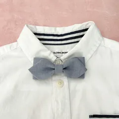 【匿名配送】キッズ蝶ネクタイ　カジュアルブルー　七五三　結婚式　卒園式　入学式　発表会　ハンドメイド　写真撮影