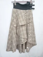 ◇ ⊆ CECIL McBEE セシルマクビー チェック柄 ロング丈 フィッシュテール スカート サイズM ブラウン レディース E  【1410230015320】