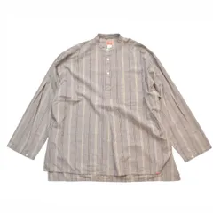 HINSON ヒンソン バンドカラー ストライプ プルオーバーシャツ リラックスフィット 長袖 231-1030 サイズM メンズ オフホワイト