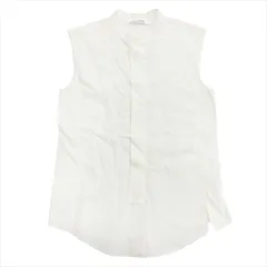 ジルサンダー JIL SANDER ノースリーブ バンドカラー シャツ ブラウス カットソー スタンドカラー 比翼 34 白 ホワイト レディースのサムネイル