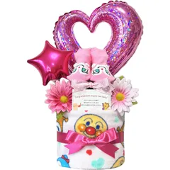 KanonBabys おむつケーキ 女の子 アンパンマン 出産祝い 2段 Sサイズ 8601 [ご出産祝い・新生児用にオススメおむつサイズＳ]