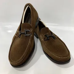 ★-8 Salvatore Ferragamo サルヴァトーレフェラガモ ガンチーニ ビットローファー スエード ダークブラウン サイズ EE 7 約25.5cm メンズ ファッション 靴