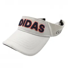 【美品】アディダス サンバイザー 白×ネイビー 立体ロゴ刺しゅう  OSFX(57-60cm)　フリーサイズ  ゴルフウェア adidas