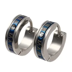 【在庫処分】イヤーカフ フープピアス フェイクピアス 両耳 イヤリング 2個セット フープ ステンレス リング ノンホールピアス ローマ数字 キュービックジルコニア メンズ [アロハモニ] レディース ユニセックス