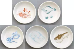 【中古】皿・ボウル 全5種セット鮮魚の小皿 「一番くじ 葛飾北斎」 F賞