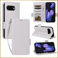 Size:Google Pixel 9a 5G_Color:ホワイト RosMank レザーケース Google Pixel 9a 5G 対応 手帳型ケース Google Pixel 9a 5G 用 ケース 携帯カバー スマホケース 財布型 カード収納 カメラ