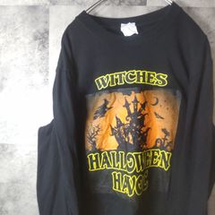 ビンテージロンT☆　USA古着　ブラック　ハロウィン　魔女　S　C26