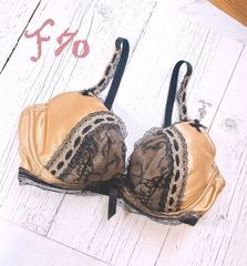 ゴールド系リボンレースブラ(F70)    T049