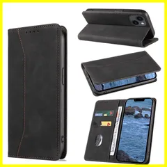 【数量限定】KWATUNG iPhone 13 手帳型ケース iPhone 13 ケース 手帳型 おしゃれ 肌感レザー iPhone13 ケース 内蔵マグネット iphone 13 スマホケース 耐衝撃 カード収納 スタンド機能 全面保護【6.1インチ】ブラッ