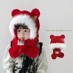 帽子 マフラー キッズ  子供 男の子 女の子 一体 子供 うさぎ うさ耳 冬 保育園 防寒 くま 子供服 一体型帽子 ボア 子供 マフラー 付き 帽子 おしゃれ もこもこ ふわふわ フードウォーマー qiunan35