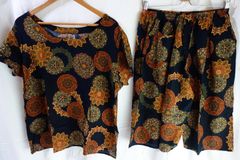 ベトナムパジャマ風セットアップ㉙〈ドーボーđồ bộ〉ルームウェア/夏のパジャマ/涼しい/新品/アジア/エスニック/ベトナム服