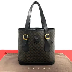 セリーヌCELINEトートバッグ黒マカダム柄キャンバス✖️レザー 式典にも CELINE セリーヌ マカダム柄 トートバッグ レザー