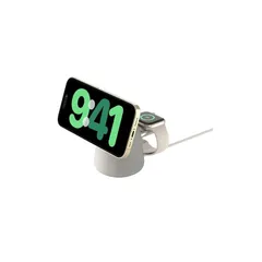 Belkin [Apple公認] 2 in 1 MagSafe充電器【Apple Store取扱製品】最大15W高速充電 ワイヤレス充電器 MagSafe公式認証 iPhone 16/15/14/13/12 Apple Watch 9/8/7/Ultra  0