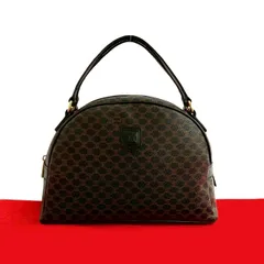 極 美品 CELINE セリーヌ ヴィンテージ マカダム ブラゾン トリオンフ 柄 レザー ハンドバッグ ミニ ボストンバッグ ブラック 39867