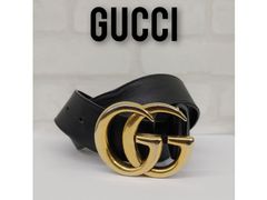 GUCCI グッチ GGマーモント ダブルGバックル レザーベルト #80