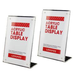 heizi カード ディスプレイケース L型 2個セット トレーディング ポストカード アクリルフレーム スクリューダウン マグネット (クリア 縦型 トレカサイズ)