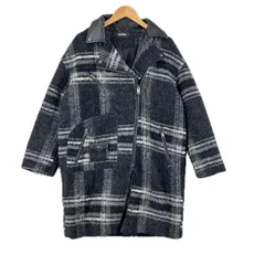 美品 DIESEL ディーゼル ライダースコート チェック 秋冬 AW チェスターコート ウール ブラック メンズ【古着】【中古】【送料無料】のサムネイル