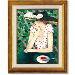 Cassignol's "Sweet Temptation" Painting, Framed, Portrait of a Woman, Art Frame, for Living Room, Entryway, or Room Decor, Interior Decor, Gift, Celebration, Wall Decoration, Framed, Landscape with Woman and Flowers, Elegant, S Size, Stylish Wall Hanging Painting